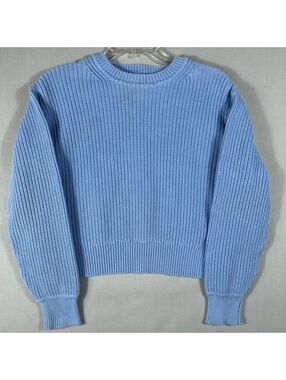 Gap Sweater Womens Small Light Blue Knit Crew Neck Crop